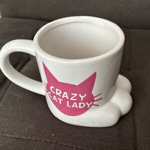 BigMouth Inc Crazy Cat Lady Mug White Pink 3D Paw Base Novelty Gift